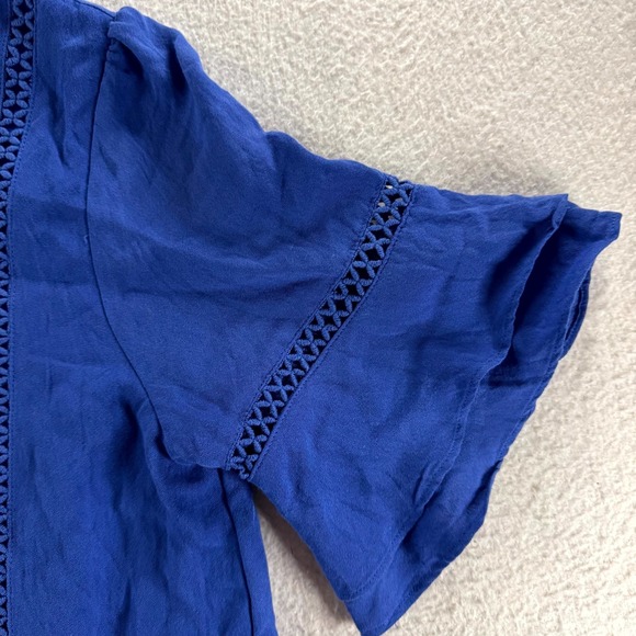 She + Sky A-Line Mini Dress Womens Small Royal Blue Bell Sleeve Flounce Hem - Picture 6 of 9